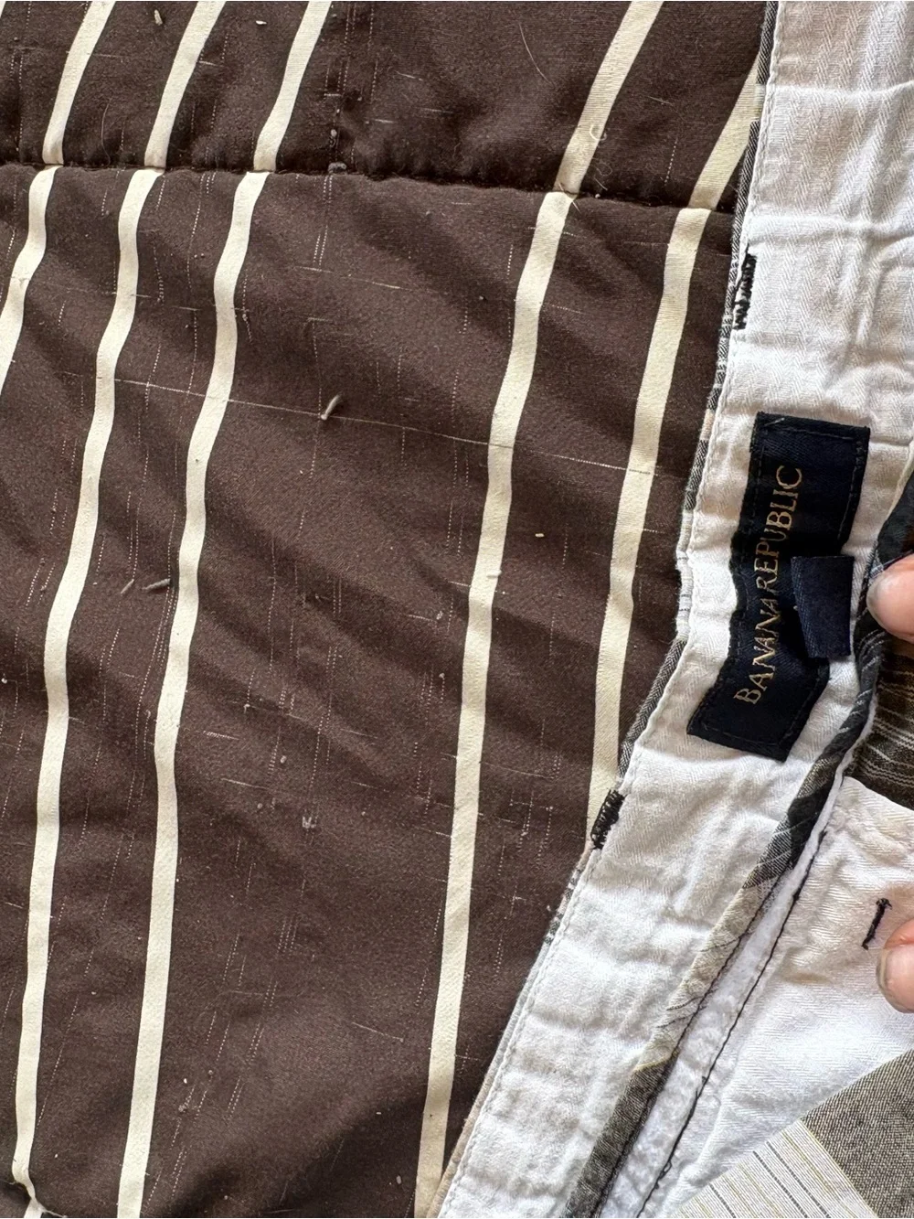 Banana Republic Brown and Cream Striped Shorts golf plaid men’s 34 inch waist